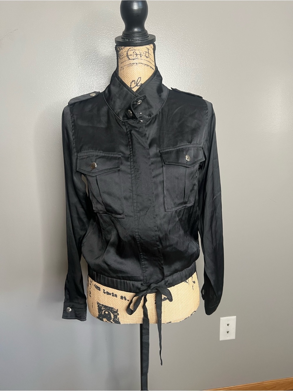 Sugar + lips black mock neck zip up lightweight jacket size XS edgy mobwife - Picture 2 of 9